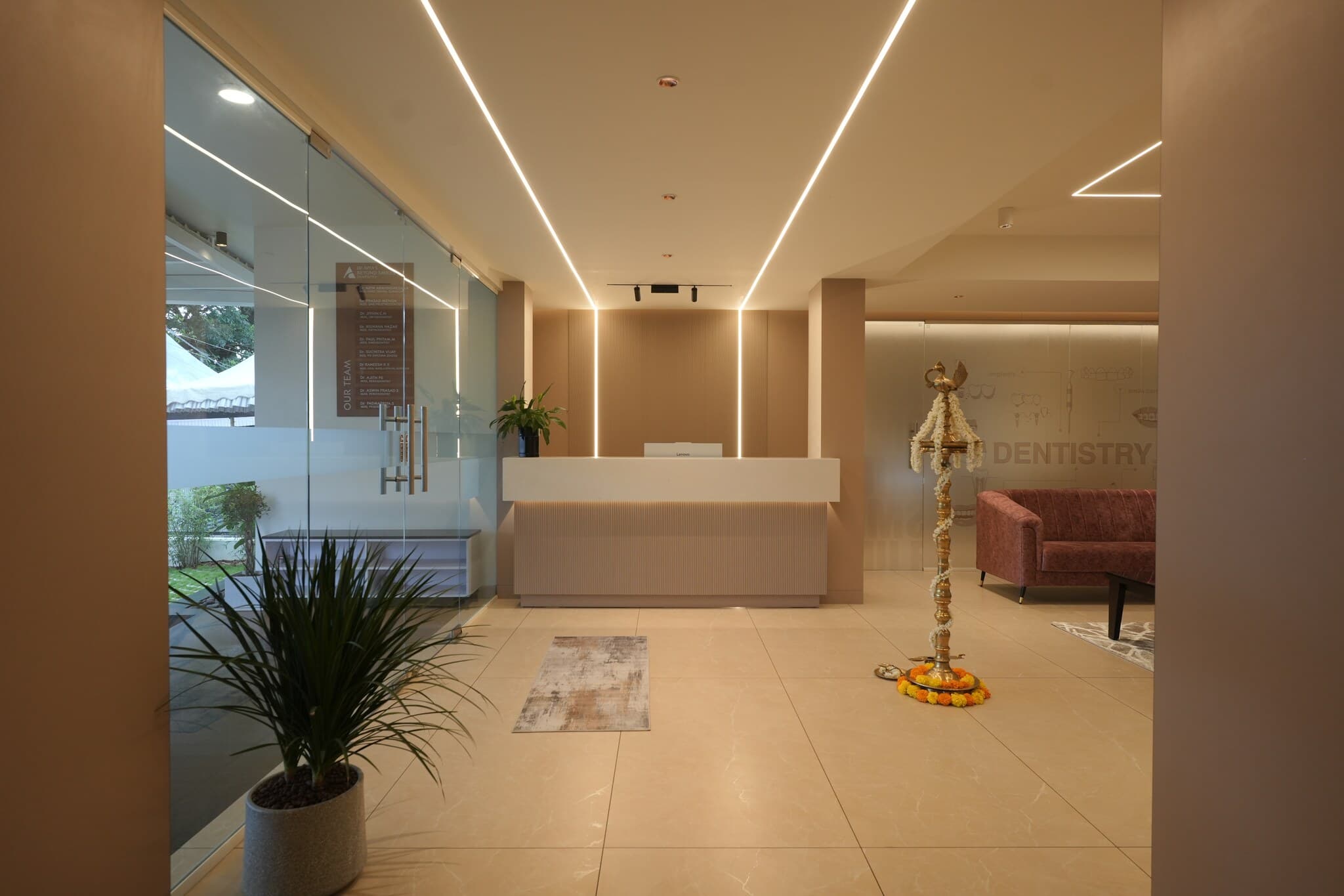 Warm consultation area designed for patient comfort